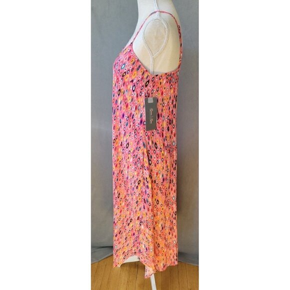 Womens Spaghetti Strap Dress Colorful Coral Graphic Print With Pockets Sz S NEW! - Picture 3 of 12